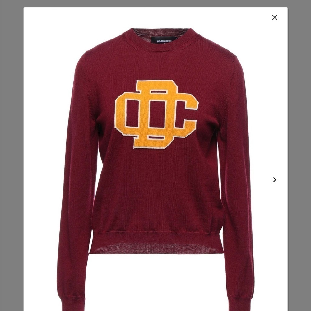 DSQUARED2 Maxi Logo Unisex Burgundy Jumper Knit Sweater Pullover​​​​​​​ - Picture 2 of 11